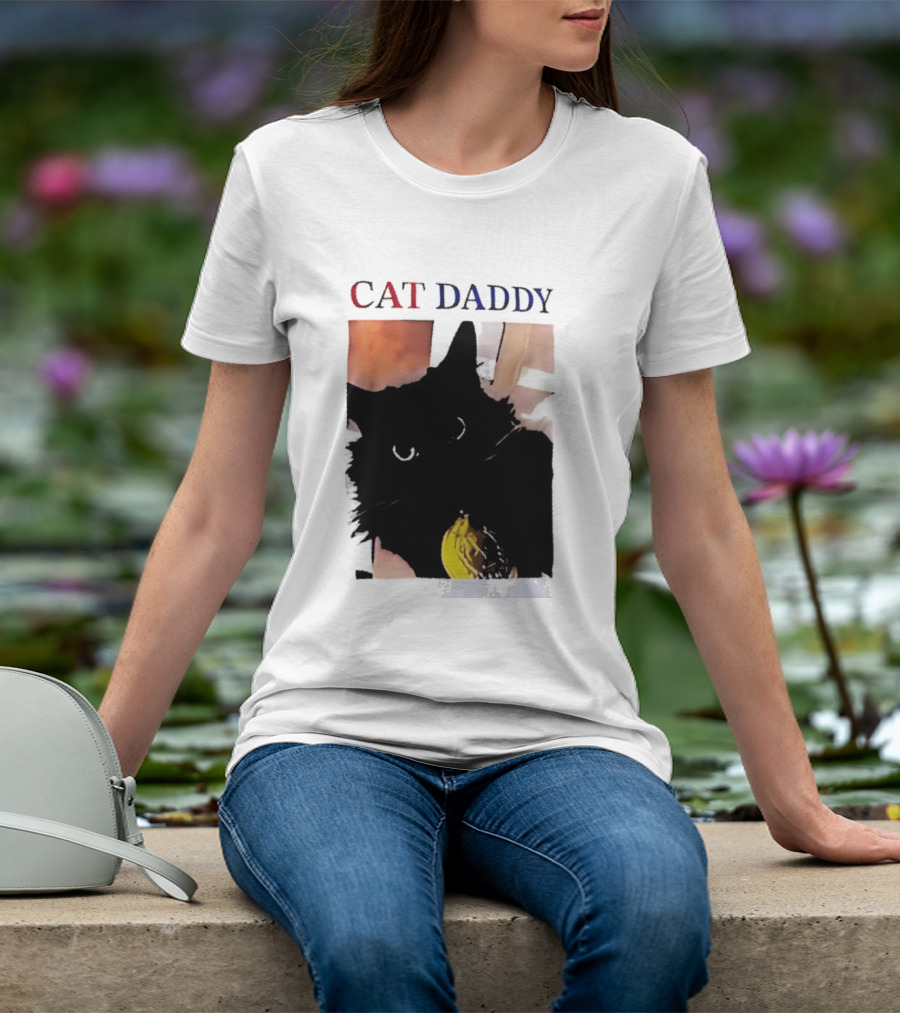 Cat Daddy Black Cat Image With Yellow Banana Accessory T-Shirt