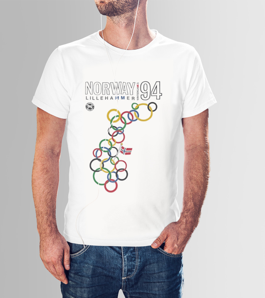 Norway Lillehammer 1994 Winter Games Rings Map T-Shirt