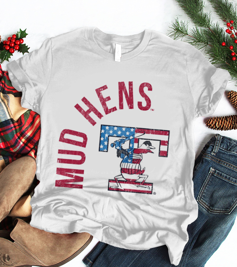 Toledo Mud Hens Patriotic Baseball Logo Red White Blue T-Shirt