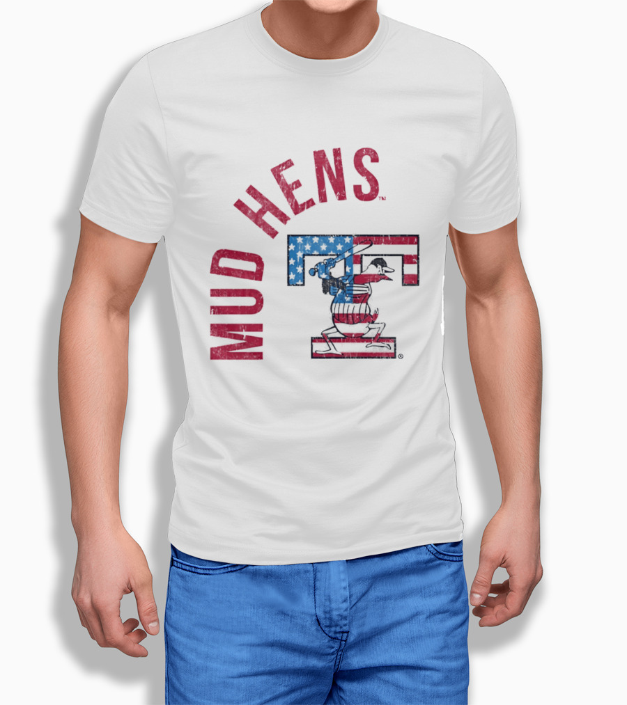 Toledo Mud Hens Patriotic Baseball Logo Red White Blue T-Shirt