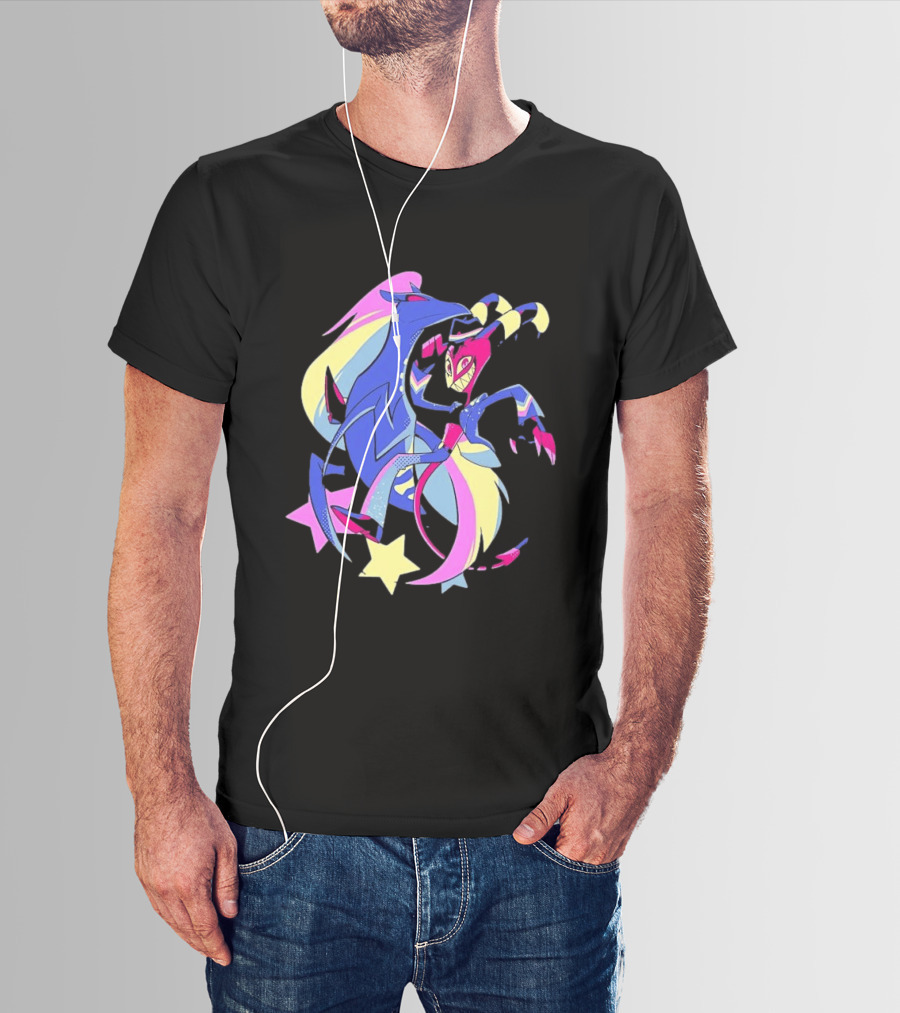 Blitz And Stolas Helluva Boss Neon Aesthetic Stars T-Shirt