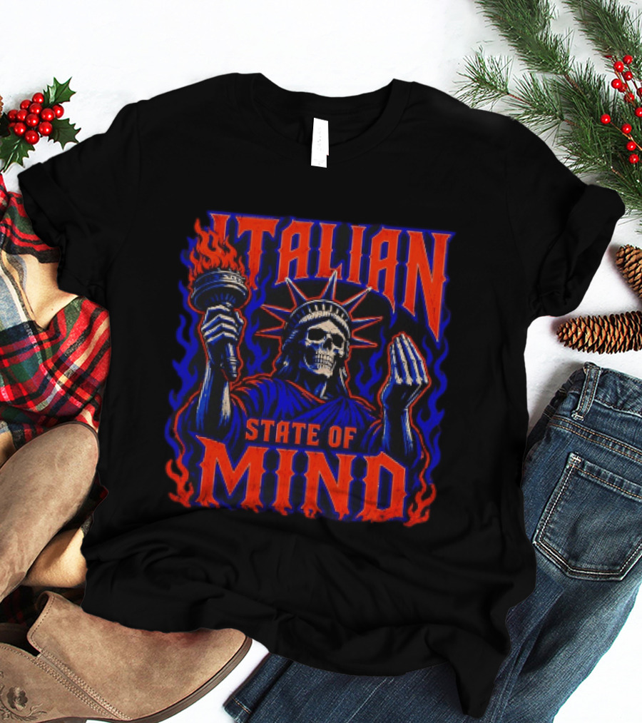 Italian State Of Mind Skeleton Statue Of Liberty New York Knicks T-Shirt