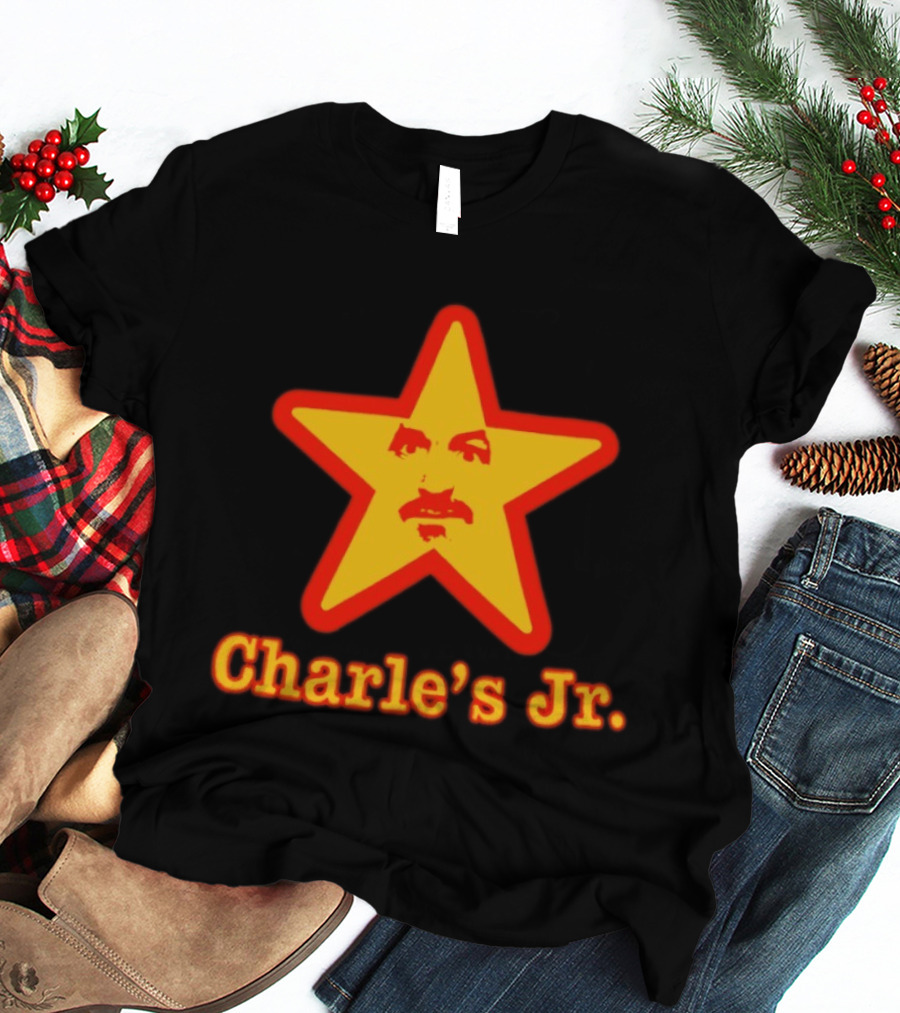 Charle's Jr Star Retro Iconic Face In Yellow Star T-Shirt