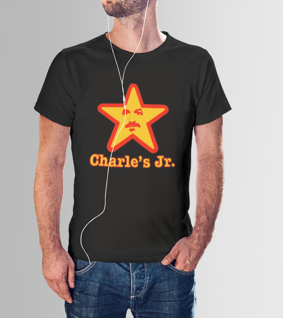 Charle's Jr Star Retro Iconic Face In Yellow Star T-Shirt