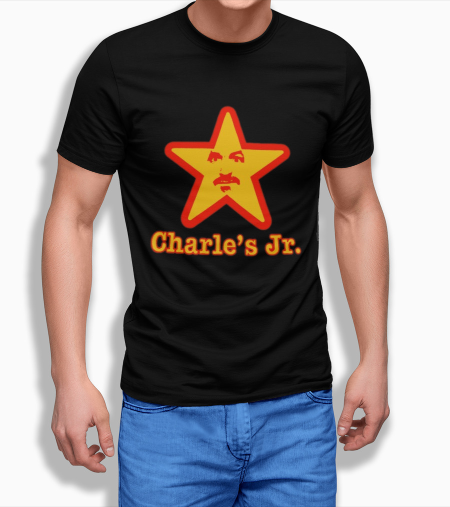 Charle's Jr Star Retro Iconic Face In Yellow Star T-Shirt