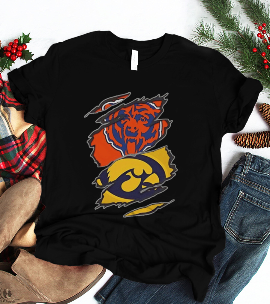 Chicago Bears Iowa Hawkeyes Two Teams One Heart T-Shirt