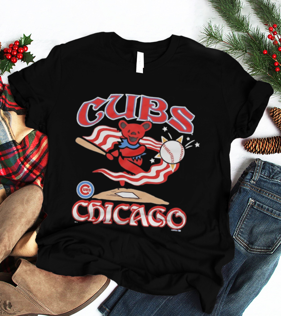 Chicago Cubs Grateful Dead Dancing Bear Baseball Collaboration T-Shirt