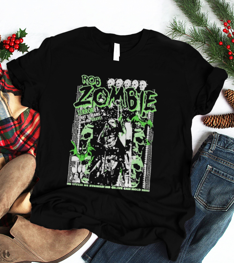 Rob Zombie Neon Green Skeletons Terror From The Grave T-Shirt