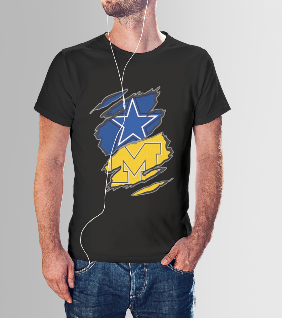 Dallas Cowboys Michigan Wolverines Two Teams One Heart T-Shirt