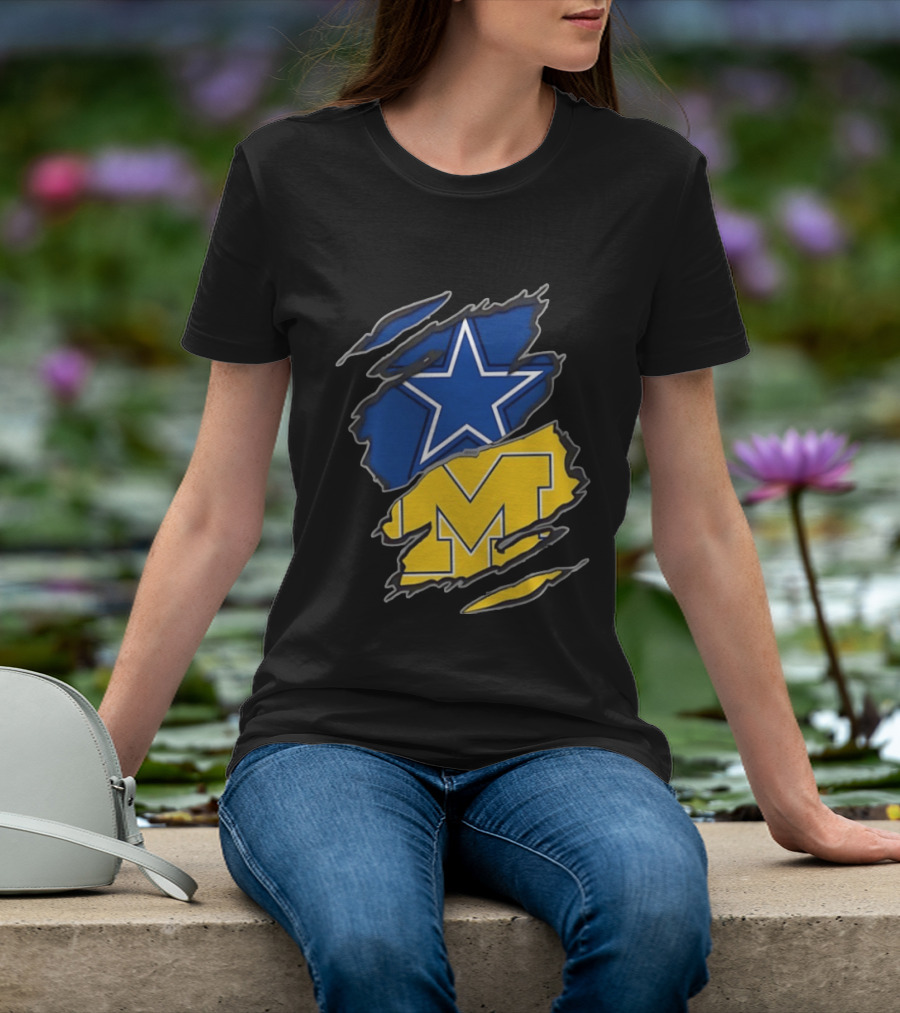 Dallas Cowboys Michigan Wolverines Two Teams One Heart T-Shirt
