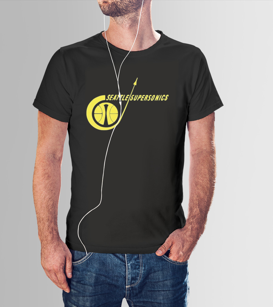 Seattle SuperSonics Basketball Space Needle Icon Yellow T-Shirt