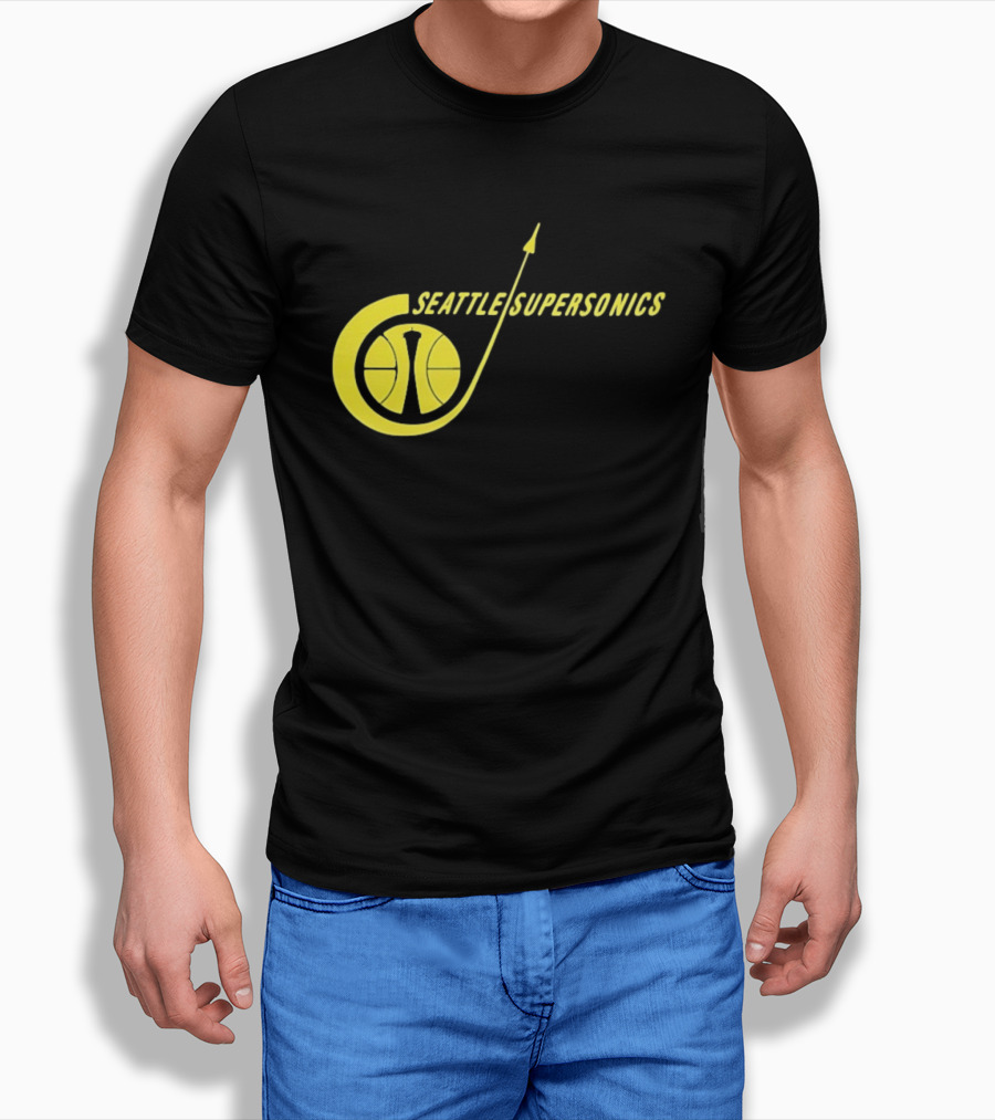 Seattle SuperSonics Basketball Space Needle Icon Yellow T-Shirt