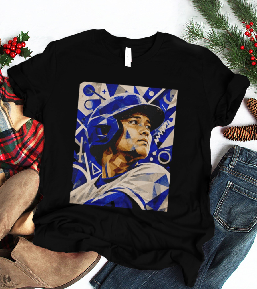 Shohei Ohtani Los Angeles Dodgers Geometric Blue Abstract Baseball T-Shirt