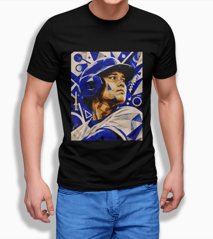 Shohei Ohtani Los Angeles Dodgers Geometric Blue Abstract Baseball T-Shirt