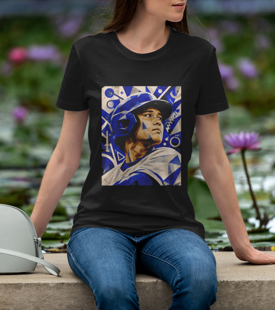 Shohei Ohtani Los Angeles Dodgers Geometric Blue Abstract Baseball T-Shirt