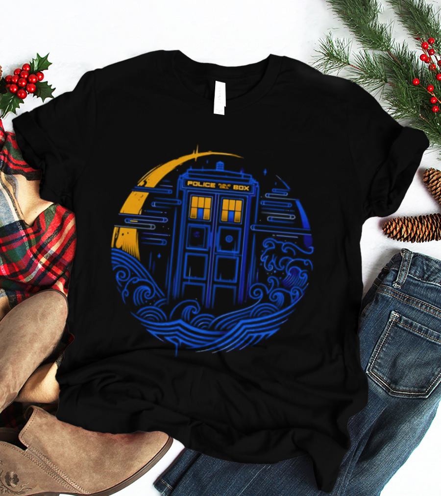 Doctor Who TARDIS Police Box Japanese Wave Sci Fi T-Shirt