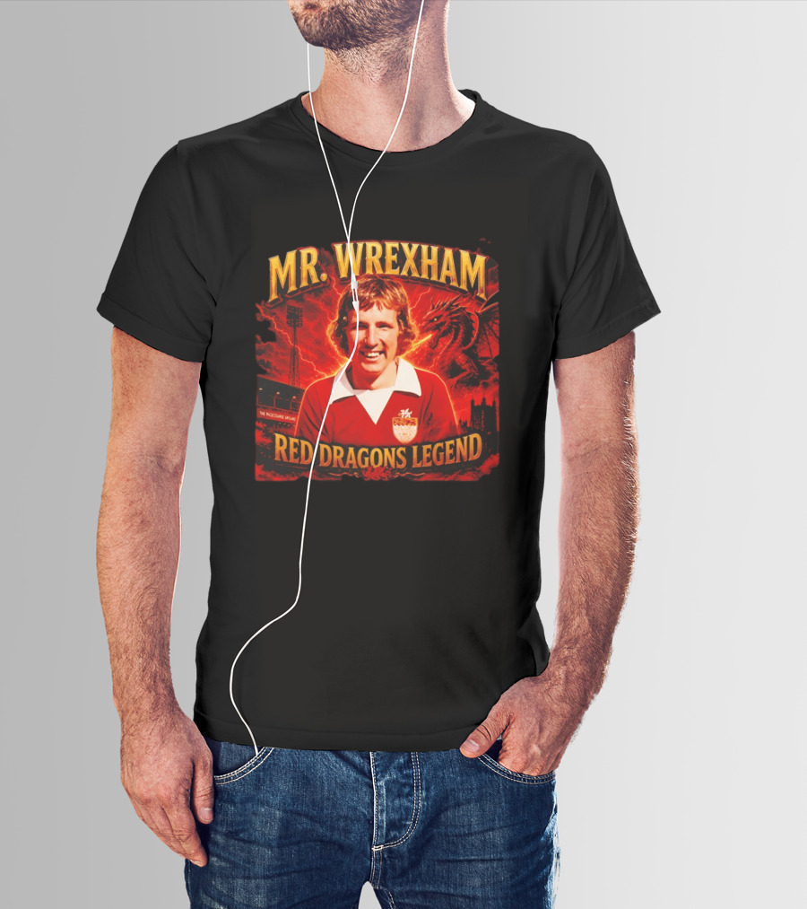 Mr Wrexham Red Dragons Legend The Racecourse Ground Welsh Football T-Shirt