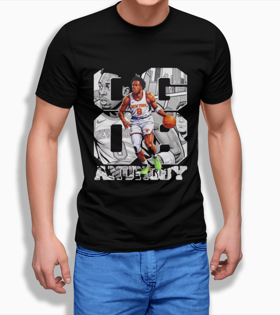 New York Anunoby 08 Basketball Comic Knicks T-Shirt
