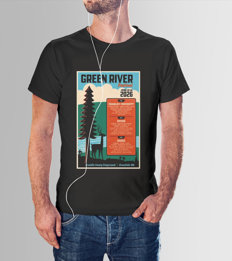 Green River Festival June 19 21 2026 Franklin County Fairgrounds Greenfield MA Featuring Charley Crockett Spoon Geese T-Shirt
