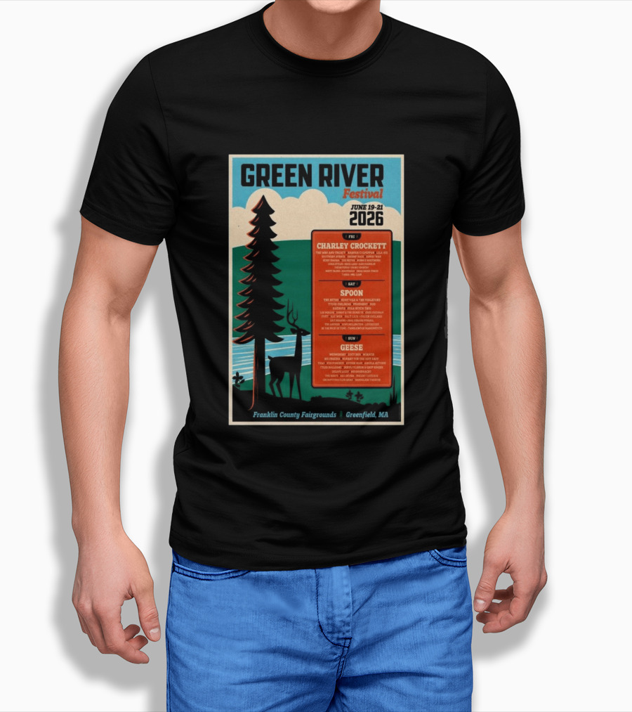 Green River Festival June 19 21 2026 Franklin County Fairgrounds Greenfield MA Featuring Charley Crockett Spoon Geese T-Shirt