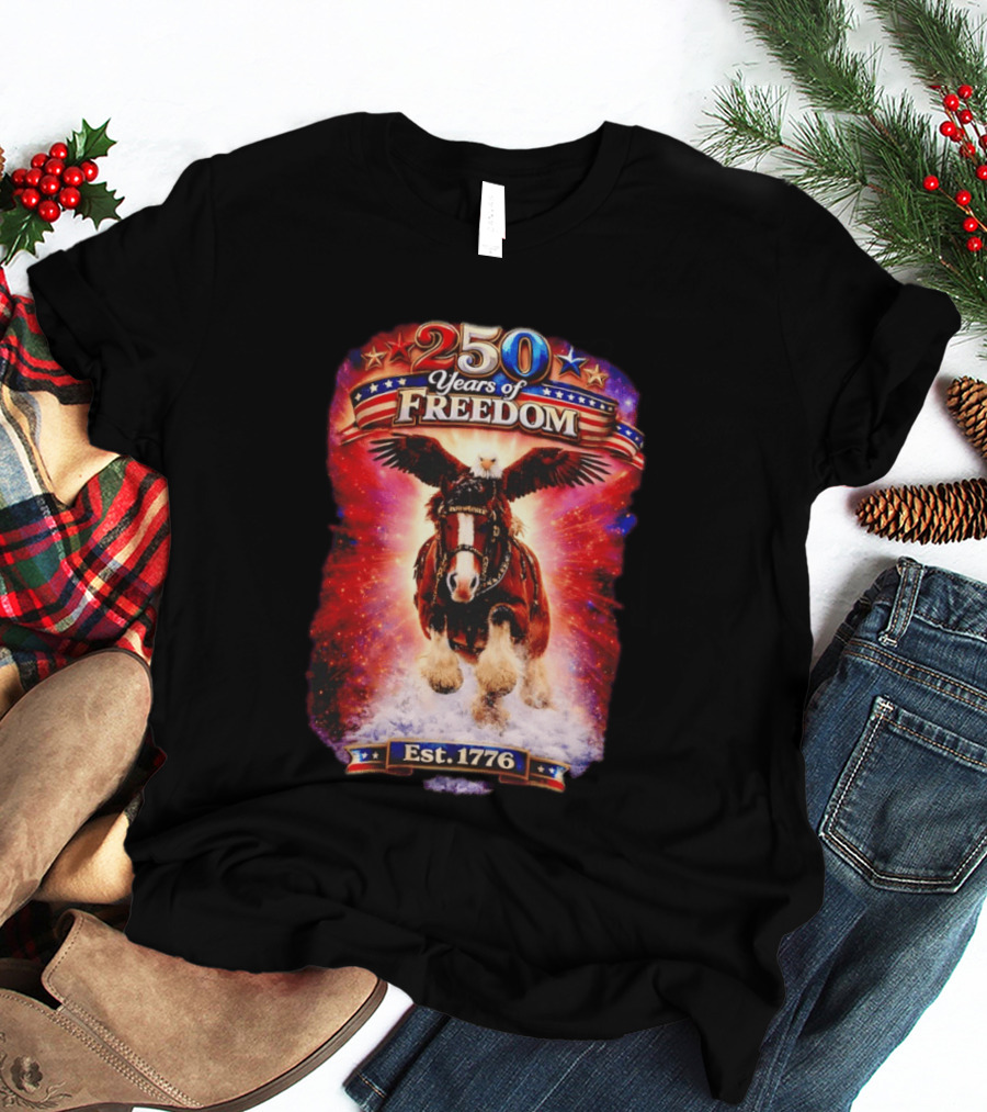 Budweiser 250 Years Of Freedom Eagle Horse Est. 1776 American Patriotic T-Shirt