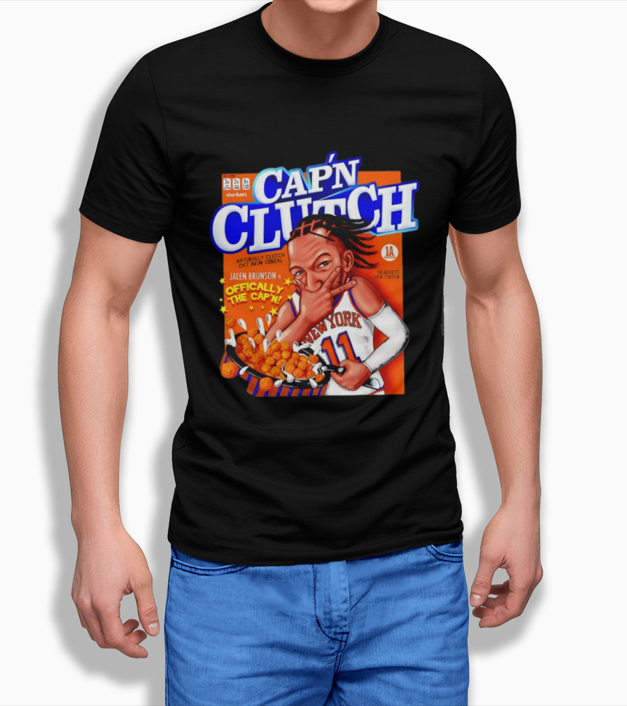 Cap'n Clutch Jalen Brunson New York Offically The Cap'n Cereal Box Comic T-Shirt