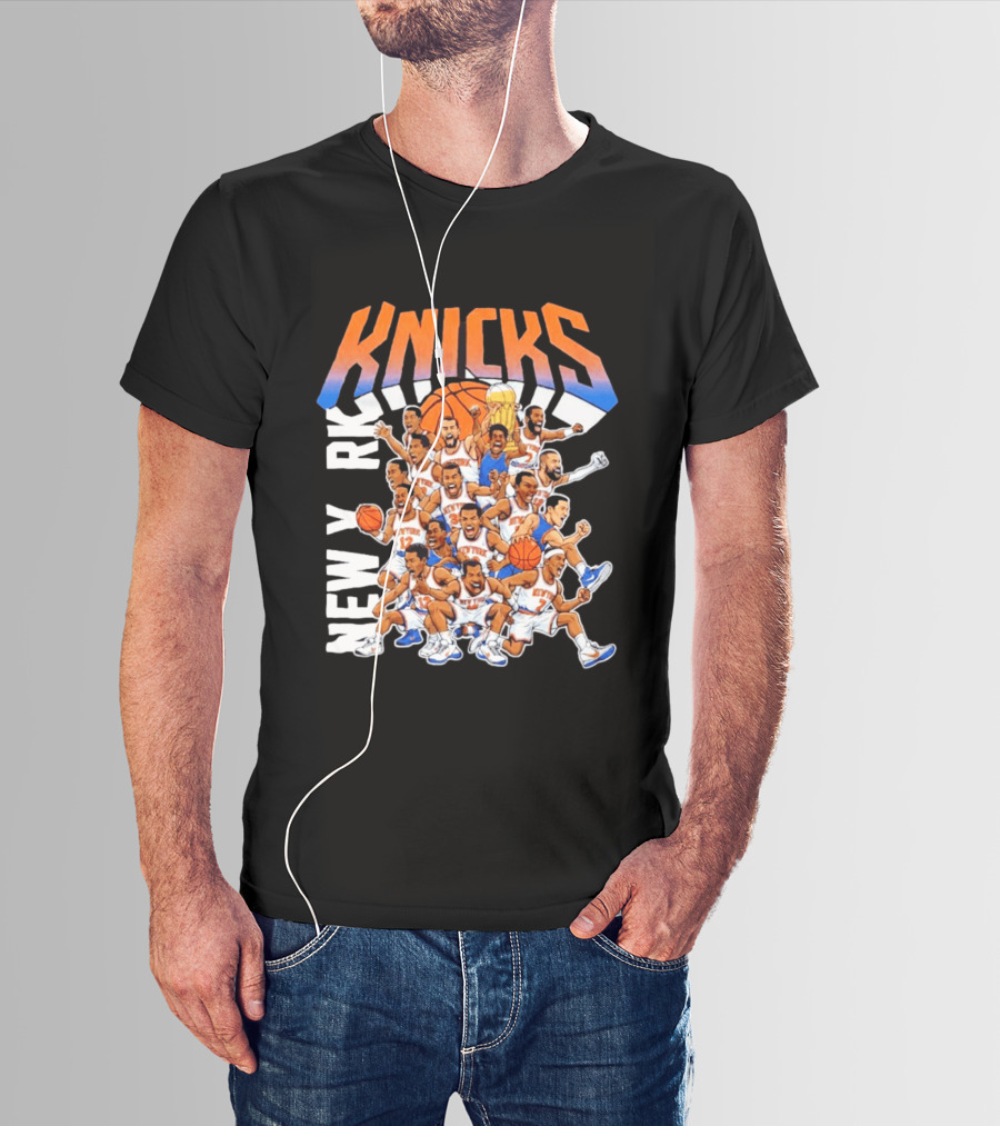 New York Knicks Cartoon Players 2026 Basketball Team Fun T-Shirt