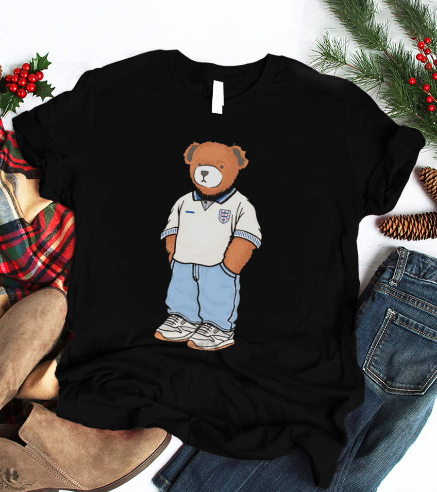 Three Lions England '90 Pickles Teddy Bear Retro Soccer Fan T-Shirt