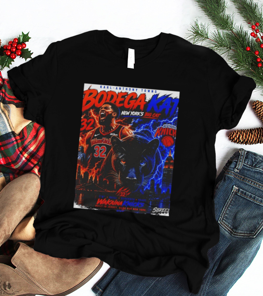 Bodega KAT Karl Anthony Towns Wakaina Knicks 2026 New York's Big Cat 32 T-Shirt