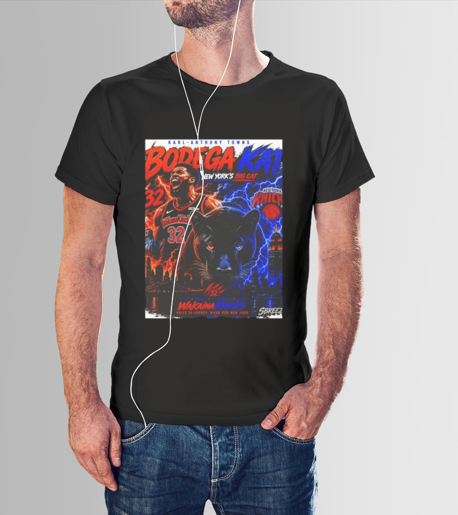 Bodega KAT Karl Anthony Towns Wakaina Knicks 2026 New York's Big Cat 32 T-Shirt