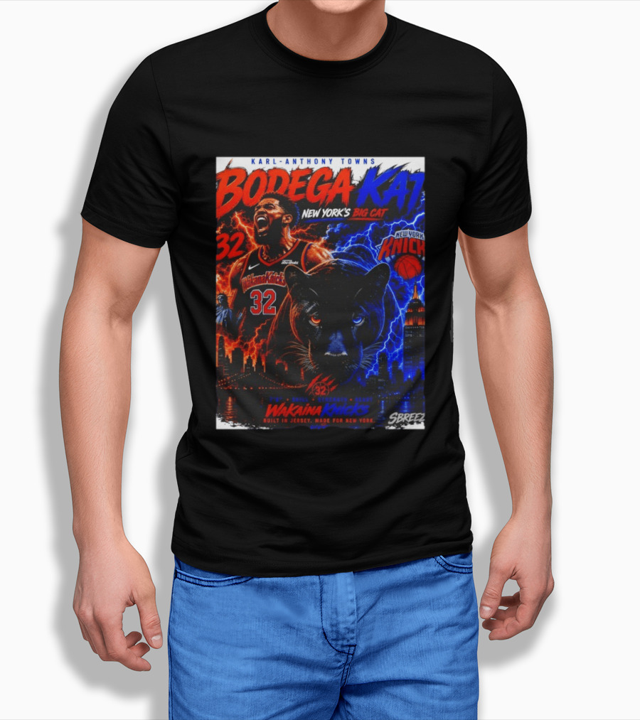 Bodega KAT Karl Anthony Towns Wakaina Knicks 2026 New York's Big Cat 32 T-Shirt