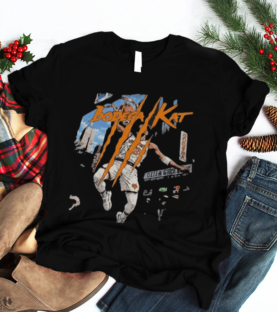 Bodega Kat Basketball Scratch Street Deli Grocer Basketball Player T-Shirt