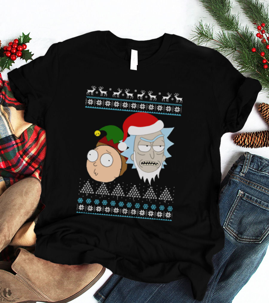 Rick Santa Morty Elf Christmas Sweater T-Shirt