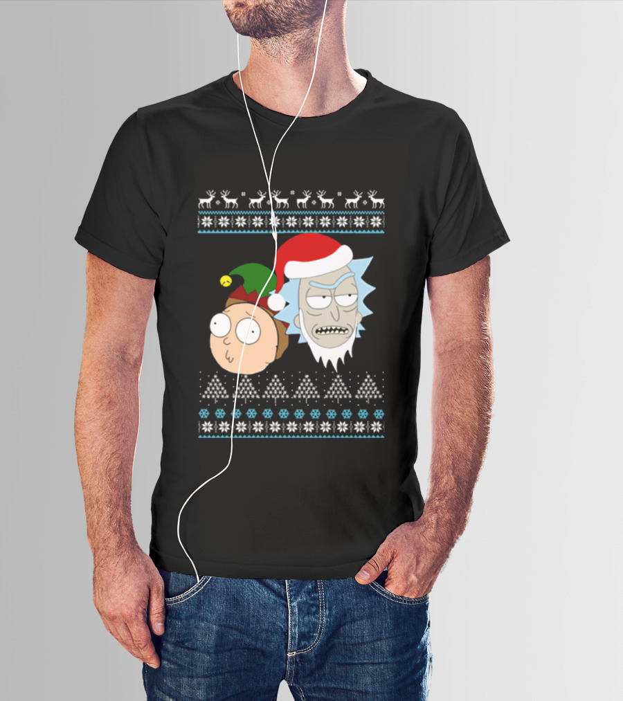 Rick Santa Morty Elf Christmas Sweater T-Shirt