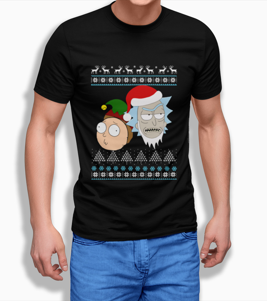 Rick Santa Morty Elf Christmas Sweater T-Shirt