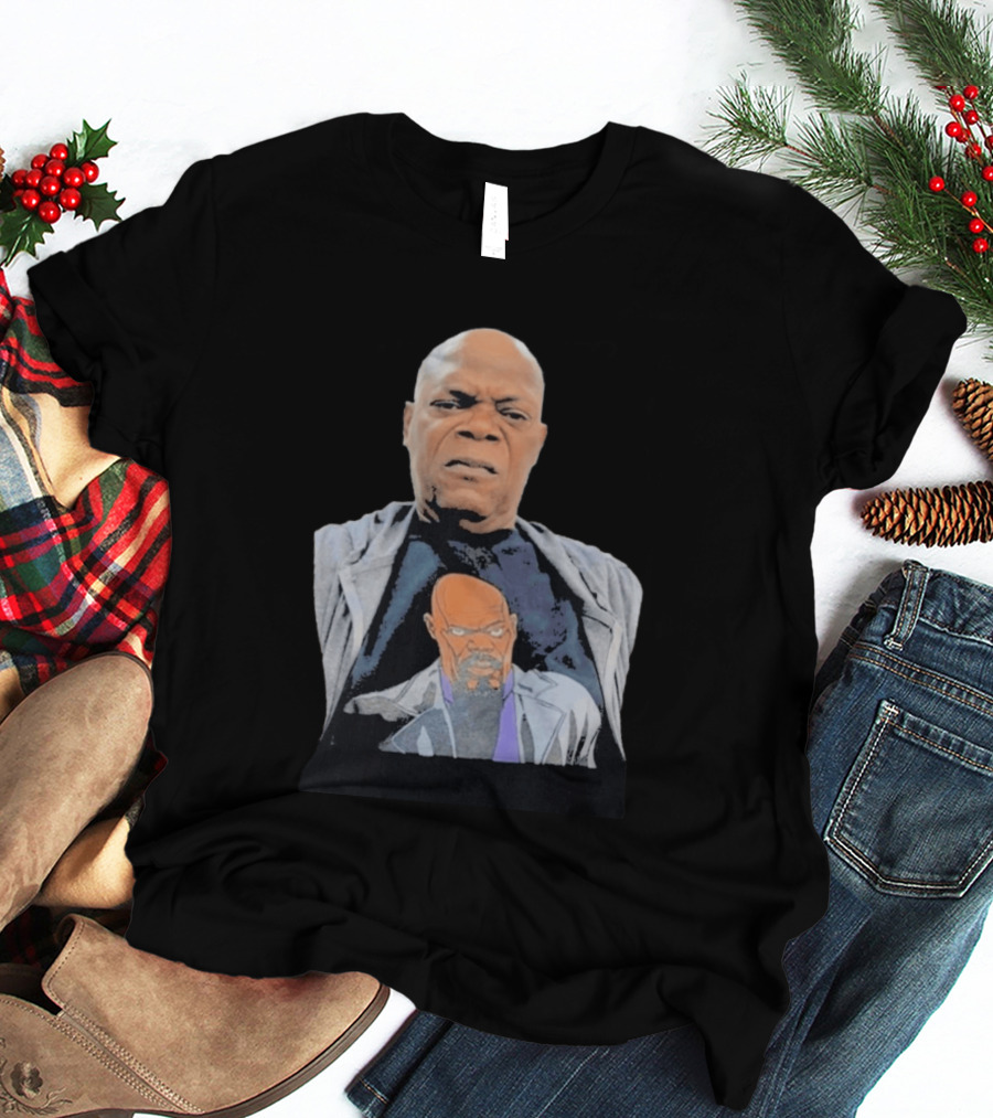 Samuel L. Jackson Wearing Himself On T-Shirt