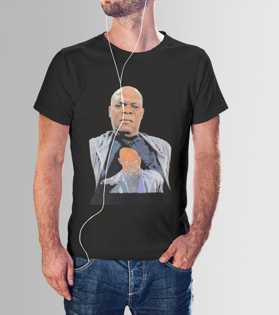 Samuel L. Jackson Wearing Himself On T-Shirt