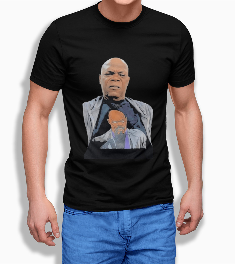 Samuel L. Jackson Wearing Himself On T-Shirt