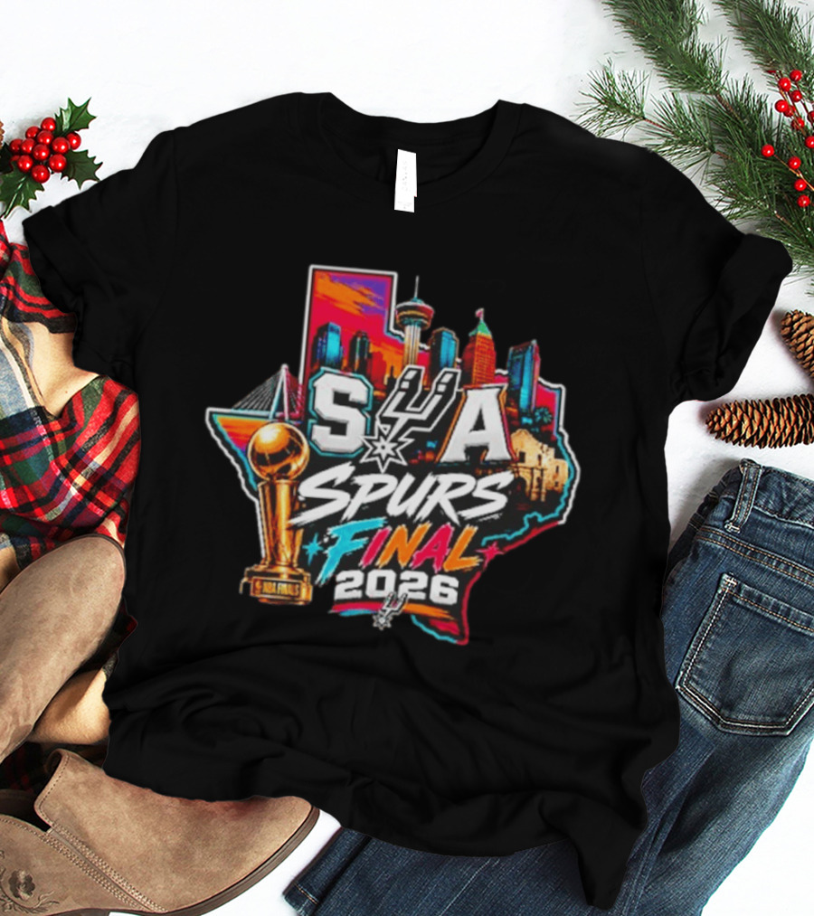 San Antonio Spurs 2026 Final Trophy Texas Skyline SA Spurs T-Shirt