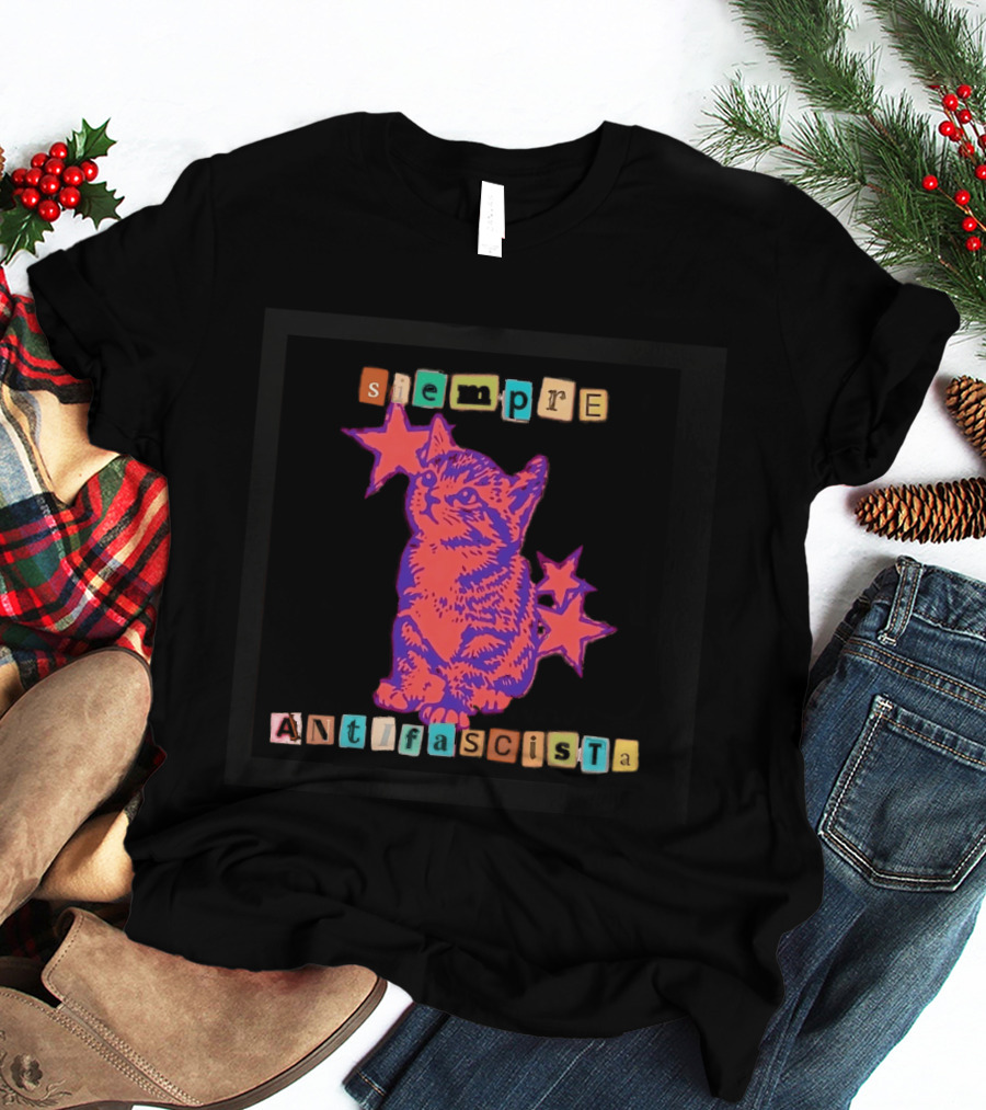 Siempre Antifascista Cat Star Blocks T-Shirt