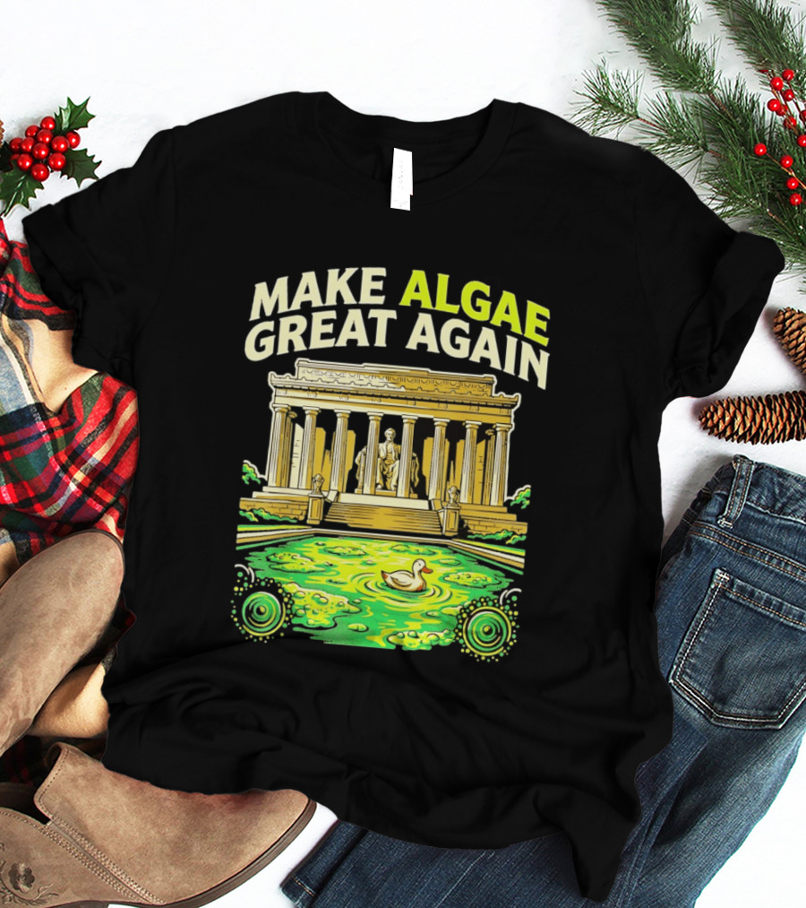 Make Algae Great Again Greek Temple Duck Pond Political Satire T-Shirt