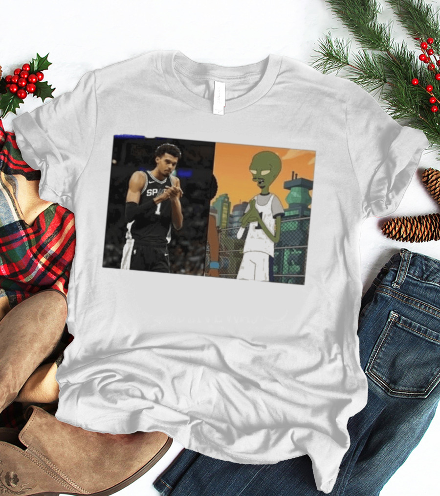 2026 Victor Wembanyama Spurs Alien Meme Basketball Fans T-Shirt