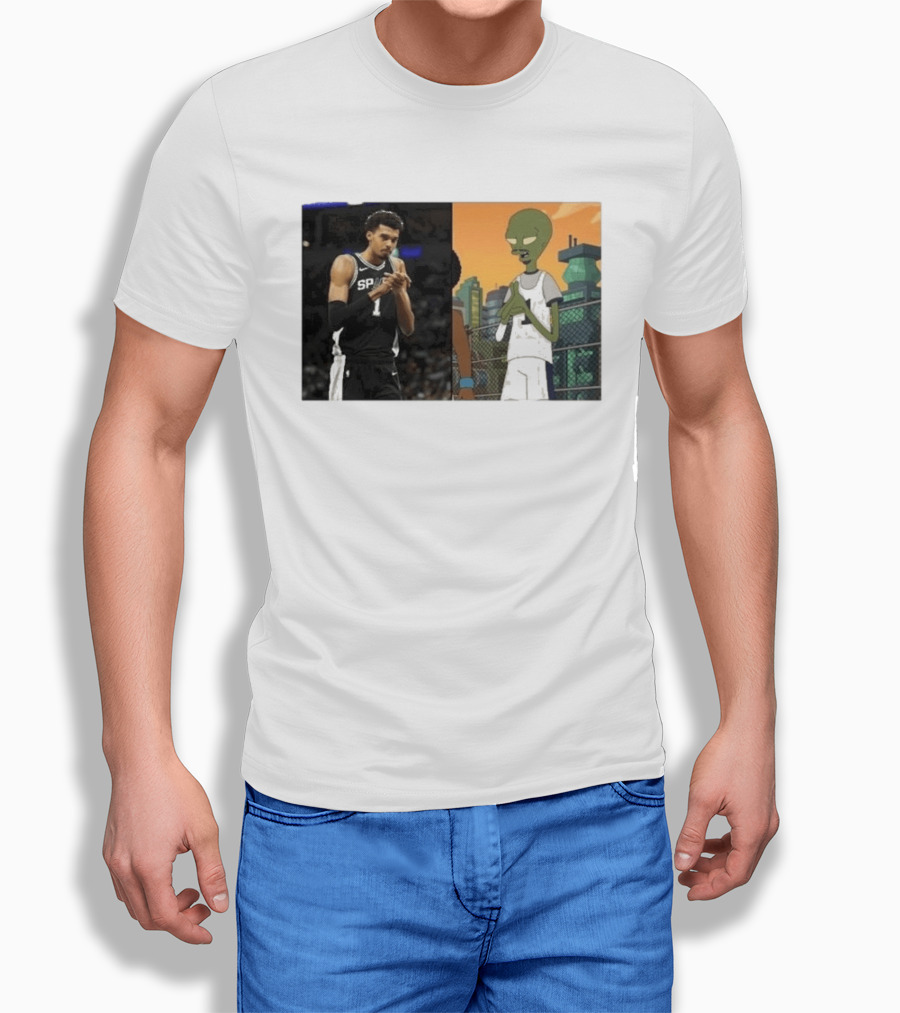 2026 Victor Wembanyama Spurs Alien Meme Basketball Fans T-Shirt