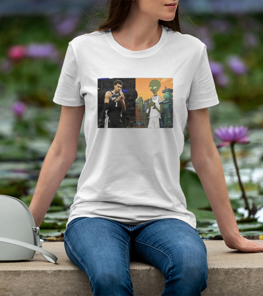 2026 Victor Wembanyama Spurs Alien Meme Basketball Fans T-Shirt
