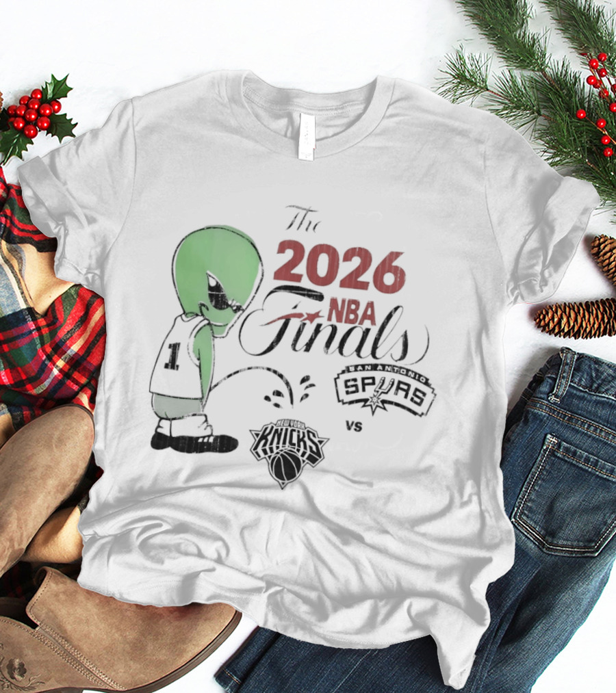 The 2026 NBA Finals Spurs Alien Vs Knicks Basketball T-Shirt