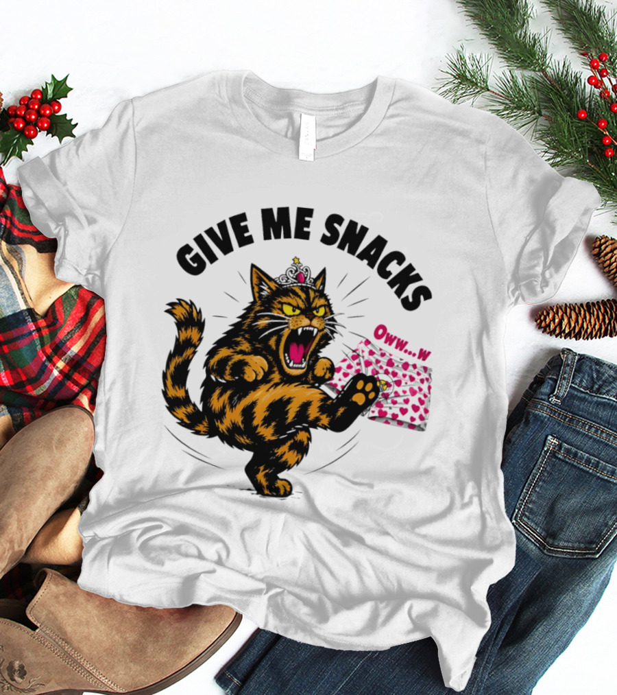 Cat Crown Give Me Snacks Owww W Wild Feline Fun T-Shirt
