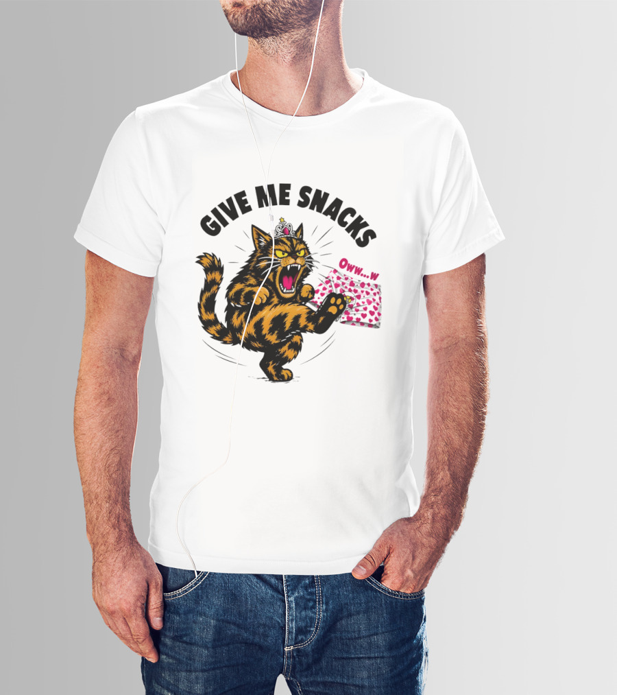 Cat Crown Give Me Snacks Owww W Wild Feline Fun T-Shirt