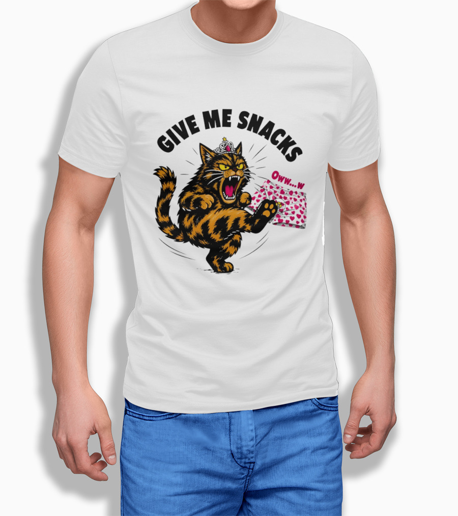 Cat Crown Give Me Snacks Owww W Wild Feline Fun T-Shirt