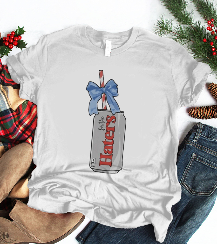 For The Haters Diet Coke Can With Blue Ribbon Bow And Straw T-Shirt
