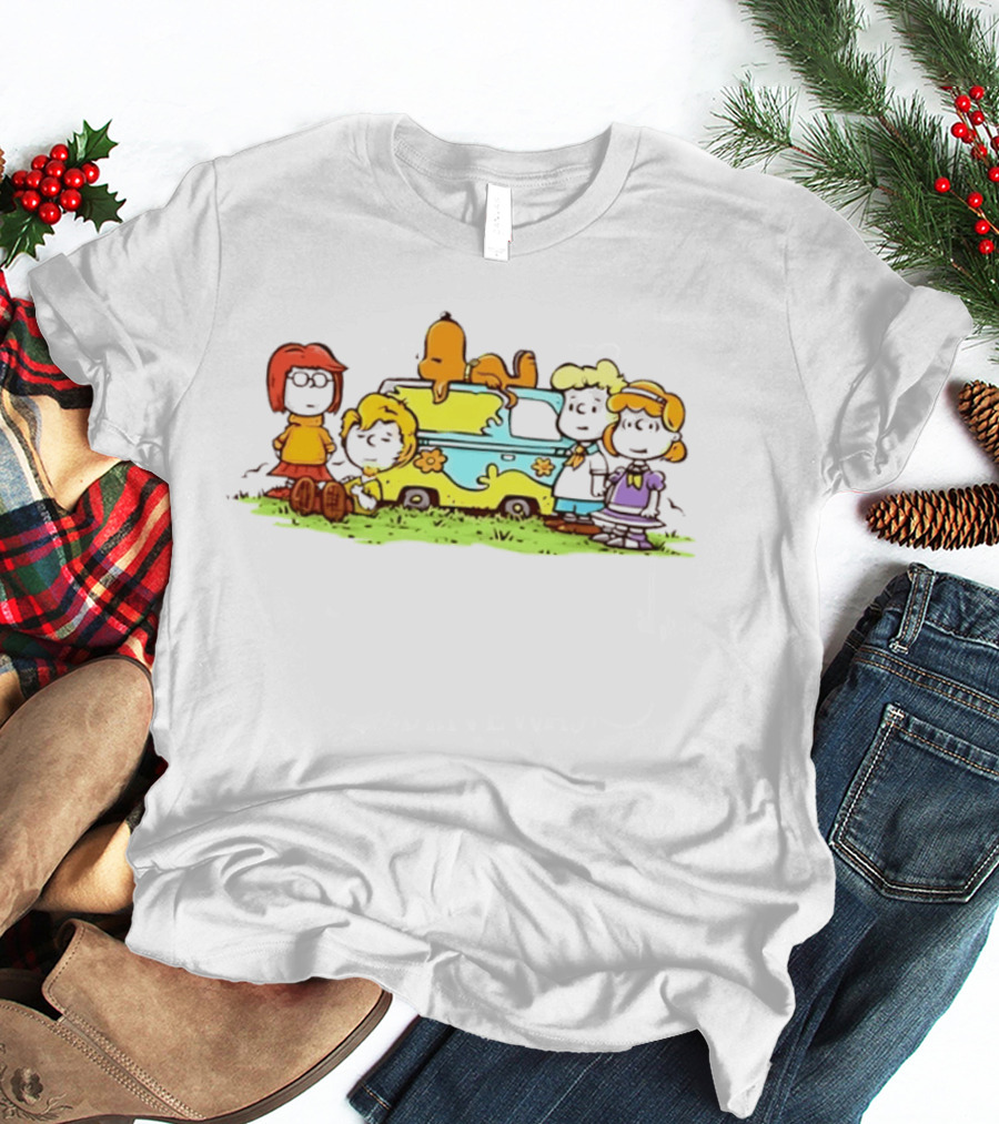 Scooby Doo Snoopy Crossover With Mystery Machine And Peanuts Characters T-Shirt